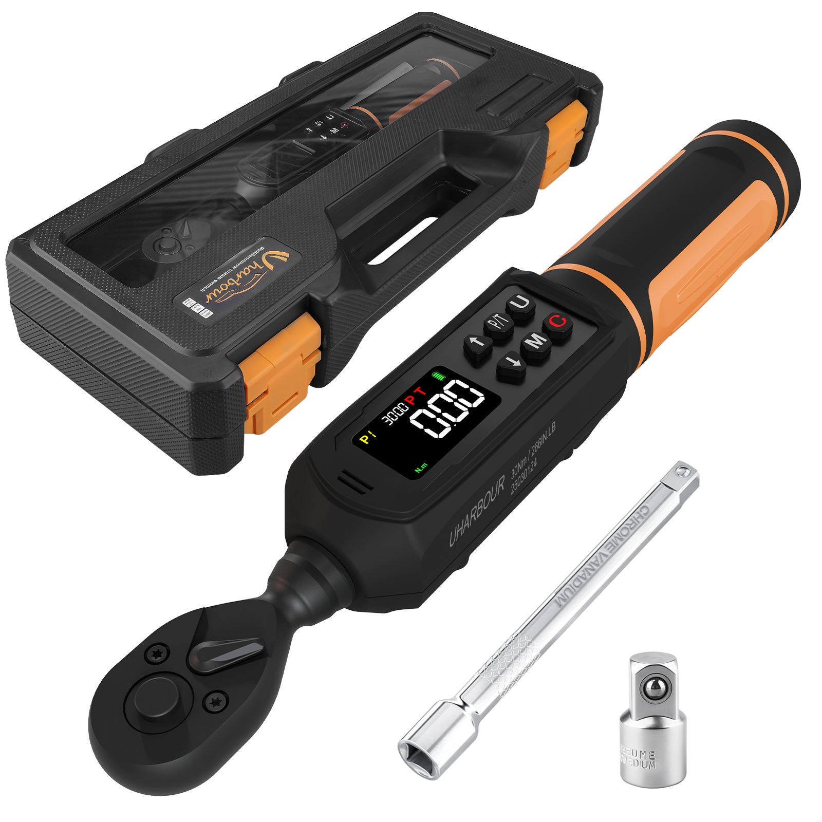 Digital Torque Wrench 1/4 Drive, 1.1-22.1 Ft-lbs/1.5-30Nm Range, Elect ...