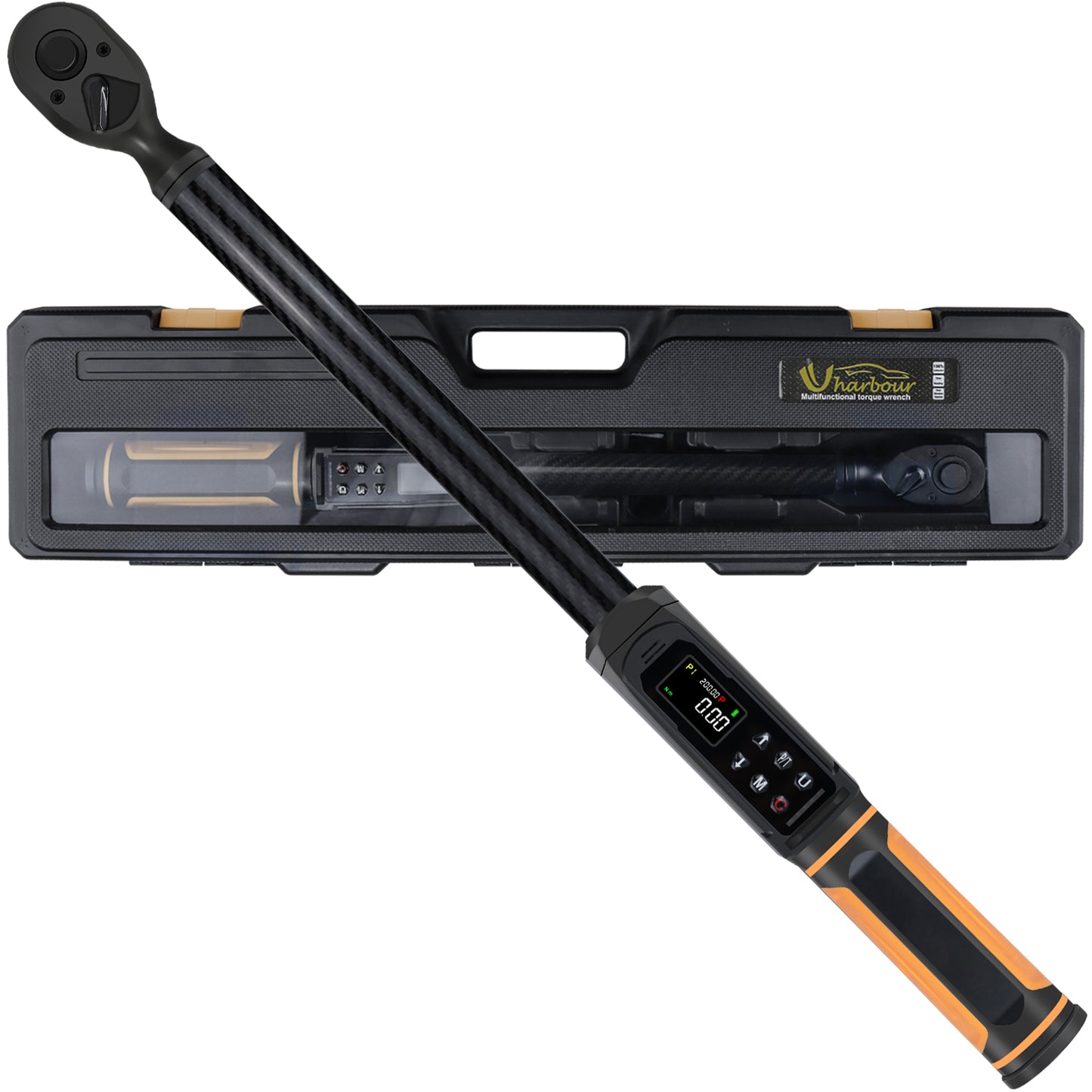 Digital Torque Wrench 1/2 Drive with Carbon Fiber Body, 2.2-147.5 Ft.lb Range, ±1% Accuracy with Vibration, Buzzer and LED Alert, Suitable for Car, Motorcycle and Bicycle