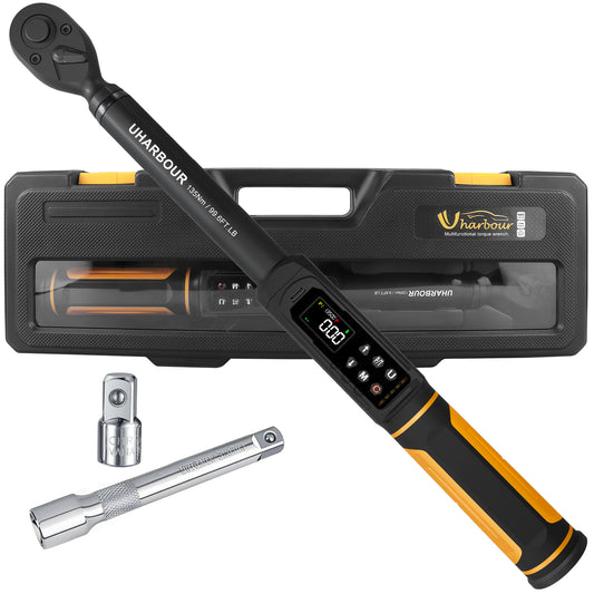 Uharbour Digital Torque Wrench 3/8 Drive, 1.5-99.5 ft-lbs./6.8-135Nm Range, Electric Torque Wrench with Dual Direction Ratchet, ±1% Accuracy with Vibration, Buzzer and LED Alert