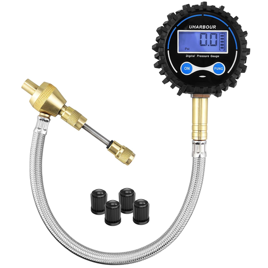 4X4 Rapid Air Down Tire Deflator with Digital Gauge (0-100PSI) ， 2.5" Easy Read Glow Dial & Solid Brass Hardware-Automatic Tire Air Down Tool for Jeep, Truck or ATV